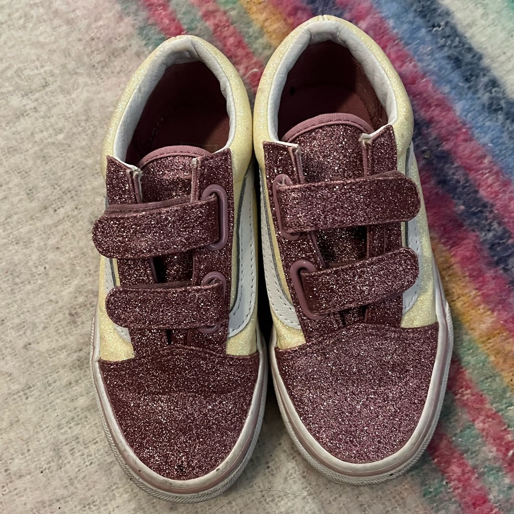 Vans Glittery Pink and Cream Kids Sneakers